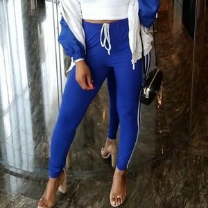 🌸Side Strip Drawstring Sports Pants - Blue🌸